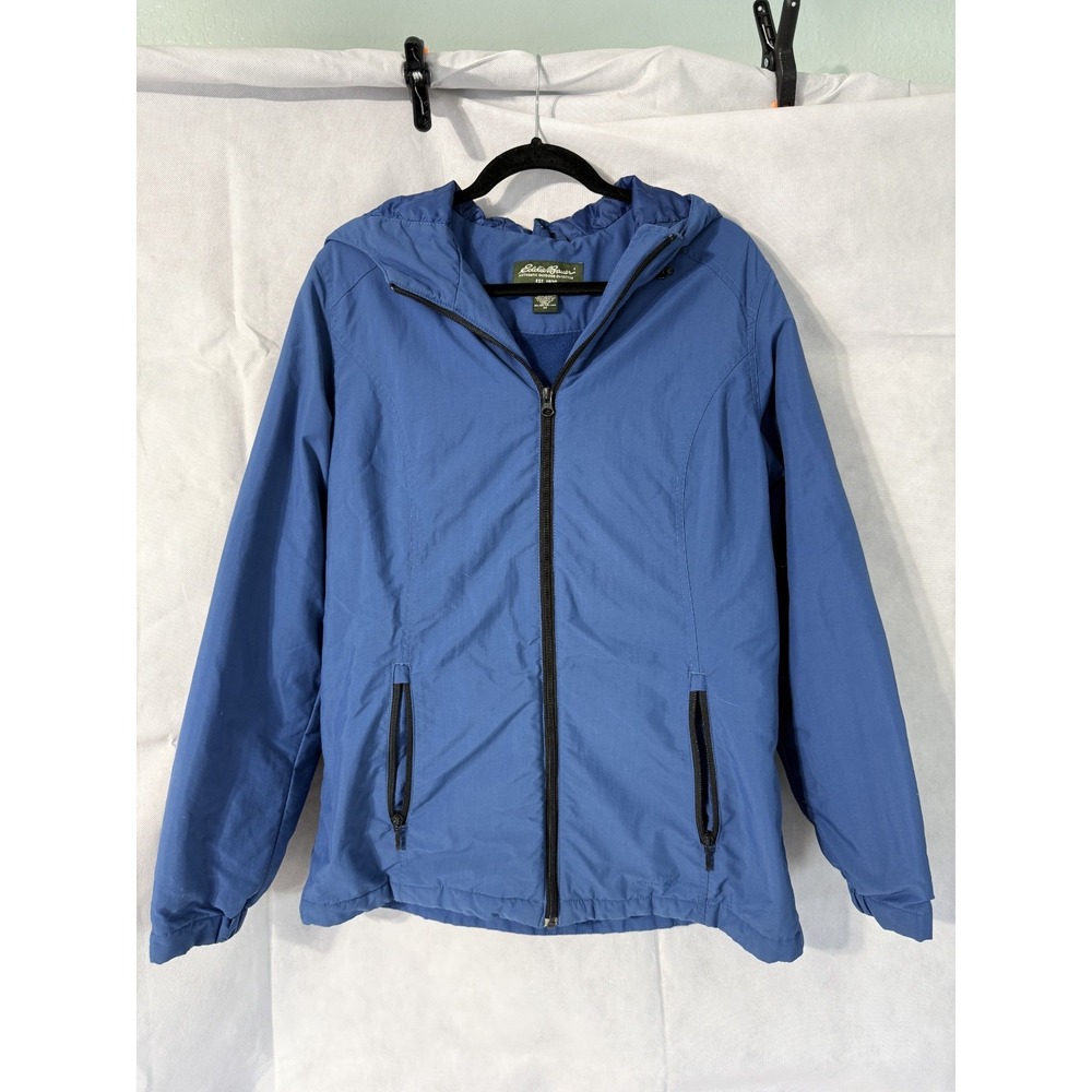 Eddie Bower Women's Blue Jacket Medium Pockets Zip Up Warm Fleece Lined